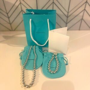 Tiffany & Co. Graduated Ball Necklace and Ball Bracelet Set.